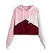 Produktbild pitashe Sweatshirt, Lose Pullover Casual Pulli Lange Ärmel Oberteile Spleißen Farbe Farbblock Hoodie Kurzer Shirt mit Kapuze Damen Mode Hemd Outwear Langarm Herbst Winter Kleid T-Shirt Langarmshirts …