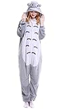 Dolamen Adulte Unisexe Kigurumi Combinaison Pyjama Onesies, Femme Homme Fleece Anime Cosplay Halloween Xmas Fête Costume Soirée de Déguisement Vêtement de nuit (Medium (61 '-65'), Totoro)