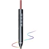 UnDePlus Akıllı Tahta/Telefon/Tablet Dokunmatik Kalem Lazer Presenter Kablosuz Sunum Kumandası-Fiber U&ccedil;lu-1 Siyah