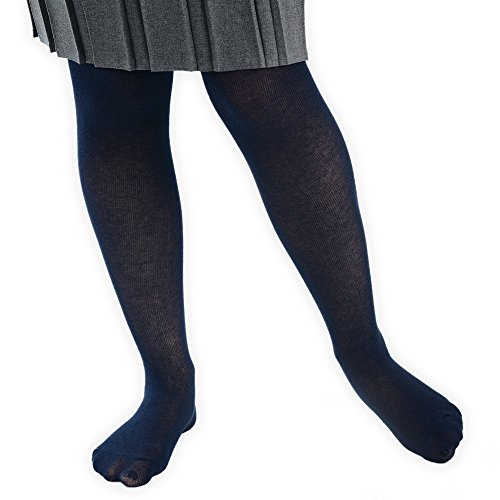 Girls & Babies Plain Cotton Footed School Uniform Tights in 4 Colours