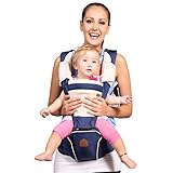 Bebamour Hipseat Baby Carrier Backpack 6 in 1 Carry Ways Carrier Sling (Dark Blue)