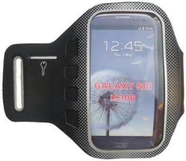 Black With Silver Spots for Samsung Galaxy S3 SIII i9300 Comfortable Soft Gym Sport Running, Cycling or Walking or just on the go Armband with Adjustable Strap with key holder