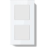 BSEEDLIFE Recessed Light Double Wall Switch, Wall Switch with Glass Frame, 1 Gang 1 Way + 1 Gang 1 Way Easy Installation, 157