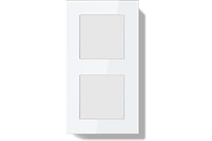 BSEEDLIFE Lichtschalter Unterputz 1 Fach 2 Weg+1 Fach 2 Weg，Doppelt 86 * 157mm Modern Wandschalter mit Glasrahmen, Taste Schalter mit Kabelklemmen & Krallen, Einfache Montage，Lichtschalter Weiß