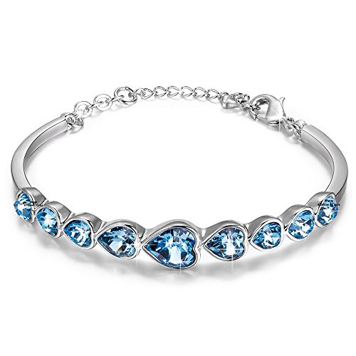 Yellow Chimes Swarovski Elements Blue Crystal Bangle Bracelet For Women And Girls