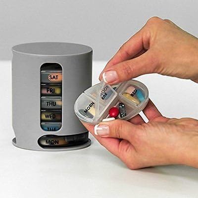 The Earl® Pill Box Organizer 7 Days Pill Wallet with 28 Compartments Pill Reminder Pill Splitter