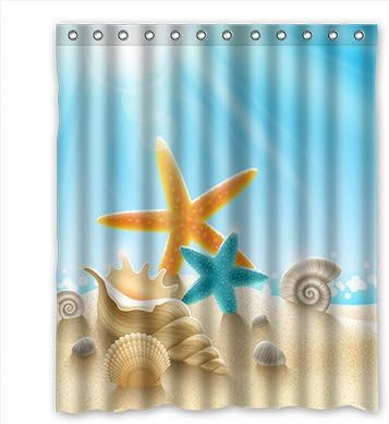 Doubb Custom Starfish waterproof polyester fabric Shower Curtain 150cm x 182cm (60"x72")