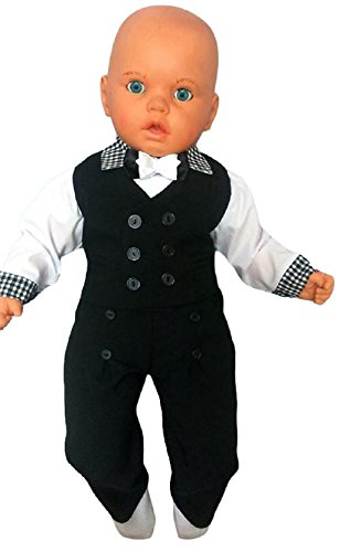 Taufanzug Baby Junge Kinder Kind Taufe Anzug Hochzeit Anzüge Festanzug, 4tlg , Schwarz-Weiß, Gr.74 K11A - 2