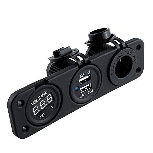 Preisvergleich Produktbild Leaftree - 12V Zigarettenanzünder USB Adapter Ladegerät + Digital Voltmeter