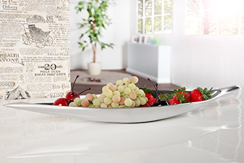 Elegante Design Deko Schale SILVER LEAF Aluminium poliert 40x10cm Accessoire - 2