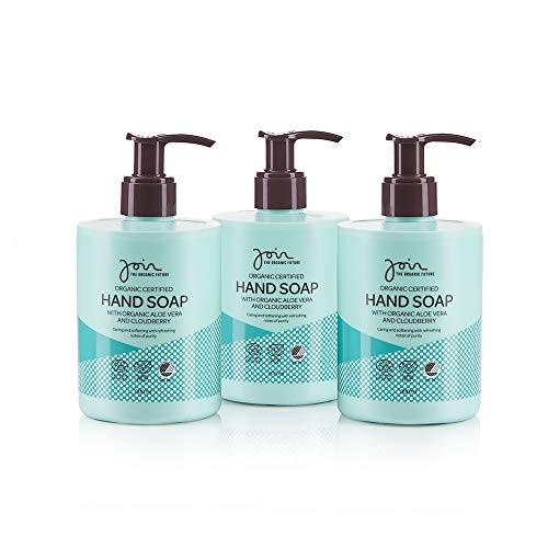 Join - Jabón de manos ecológico con áloe vera y mora de los pantanos (pack de 3 botes de 300 ml cada uno)