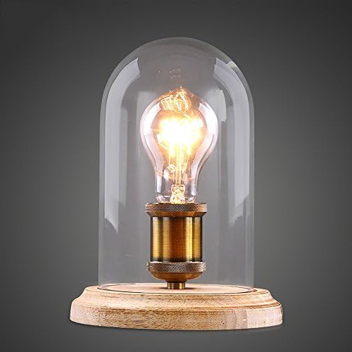 Uus Table lamp solid wood glass bedroom bedside lamp E27 bulb base 16 * 25CM warm light (energy-saving A +) (Color : Warm light16*25cm)