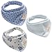 Bebedou Lovely Cotton Embroidered Bandana Bibs 6 Pack newborn gift pack super absorbent drool bibs , baby shower gifts , boys , girls, unisex (blue pack)