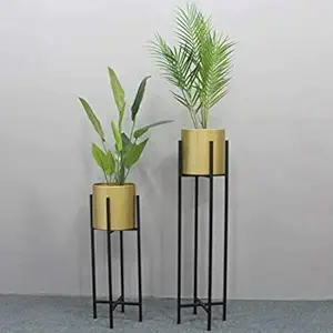 S.F.Decor Iron Plant Flower Pot Stand Metal Tall Plant Stand Pot Plant Stand SMALL-24 INCH,MEDIUM-30 INCH (Gold)