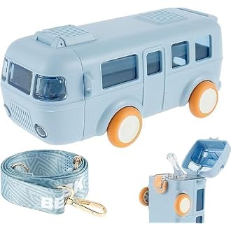 TORT Bus Water Bottle for Kids With Strap, Sipper, & St...