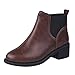 Produktbild Holeider Leder Stiefeletten Damen Quadratischer Absatz Martin Stiefel Winterstiefel Einfarbig Casual Schuhe Frauen Winterschuhe Ankle Boots,