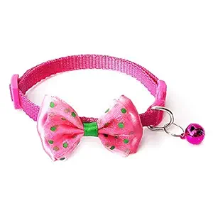 PSK PET MART Adjustable Cat Collars Cute Bow-tie with Bell, Safety Identification Collars for Puppy, Kitten and Small Pets (Dusty Rose)