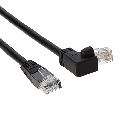 CableCreation Winkel CAT6 Ethernet-Patch-Kabel (3,3 Fuß), links abgewinkelt Lan-Kabel mit 50U „Gold überzogenes Kontakt, schwarze Farbe - 3