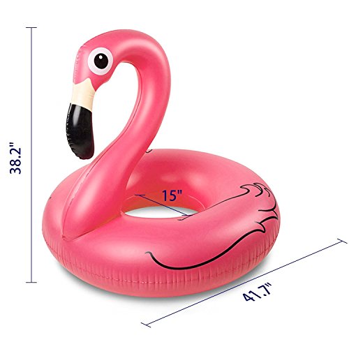 47 Inch Inflatable Flamingo Pool Float Raft -Large Outdoor Swimming Pool Floatie Lounge Toy for Adults & Kids,Including One Air Pump Inflator