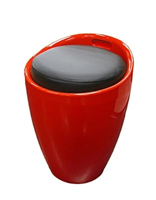 Meubletmoi Pouf / tabouret avec coffre de rangement et poignée intégrée - confortable avec coussin rembourré, modèle léger et robuste – Collection Rainbow – Rouge