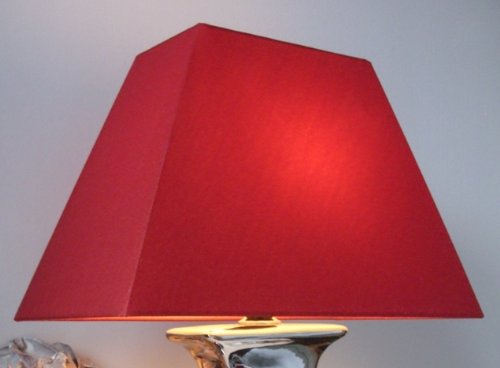 hochwertiger Stoff-Lampenschirm rechteckig 32 cm bordeaux rot