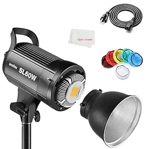 Godox SL60 60W 5600K Studio White Version LCD Panel LED Video Light with Bowens Mount Outdoor Shooting Light ( Remote not Included) Black