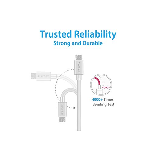 MaGeek® [5-Pack] 1.0m Premium Micro USB Kabel Schnell Aufladen Synchronisationen und Ladekabel für Android, Samsung, HTC, Motorola, Nokia, LG, HP, Sony,und mehr (Schwarz_Grün_Blau_Rosa_Weiß) - 6