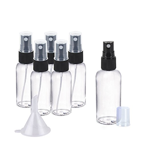 NALATI 6 X 50ml Zerstäuber Durchsichtig Plastik Parfümzerstäuber Leer Sprühflasche+1er Trichter für Reisen - 3