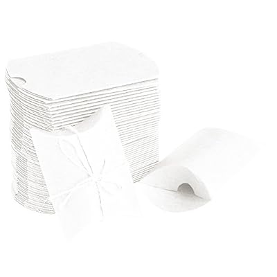 Qiao Nai TM 50Pcs Boîte Dragées Corde Papier Kraft pour Bonbon Chocolats Écrous Sucres Biscuits Bonbons Noël Mariage Baptême (Blanc)