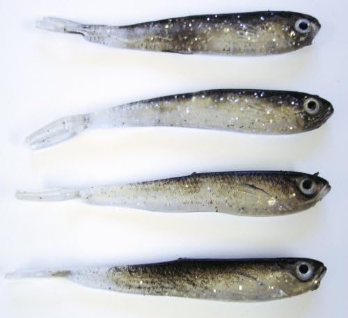 Sparkle Shad Softbait Ultra Realistic Look & Movement Great Pike lure & Sea fishing. Pack of 4