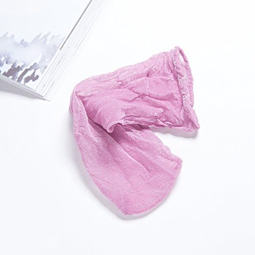 Maivasyy 3 Pairs of Socks Natural Fold 5D Slim Candy Colors of Silver Stack Socks Loose Breathable Flash Stockings, Pink,