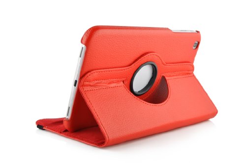 JAMMYLIZARD | ROT 360 Grad rotierende Lederhülle Smart Case für das Samsung Galaxy Tab 3 8.0 voll kompatibel mit der Sleep-Funktion, inkl. Displayschutzfolie - 4