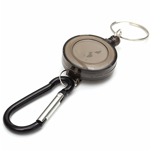 Preisvergleich Produktbild ChaRLes Badge Reel Teleskop-Key-Leckschnecken-Carabiner Recoil Retractable Holder Schlüsselkette 4 Farben - Schwarz