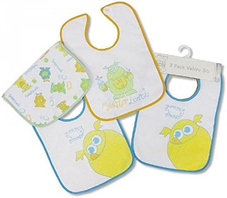 Large Baby Bibs With PEVA Backing - Pack of 3 (Monster)