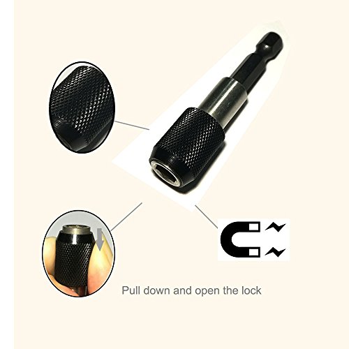 JTENG 2 stck Schnellwechsel Bithalter 1/4″ mit Sechskantschaft und Ringmagnet mit Quick Release Funktion Bithalter für elektrische Bohrmaschine / Schlagschrauber / Schraubendreher Magnetbithalter / Bitaufnahme / 0,25 Zoll / Viertelzoll / Bit Holder - 2