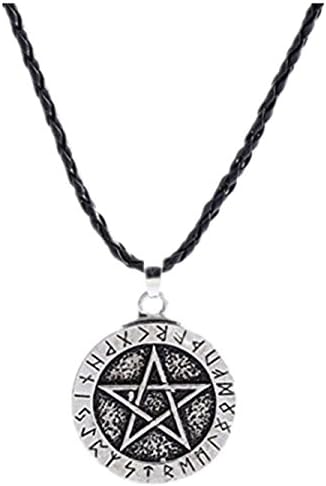 LILICAT Women Mens Unisex Large Rune Nordic Viking Pentagram Pendant Necklace Silver Jewelry Pagan Norse Simple Cool Fashion For Beach Party Club Best Gift