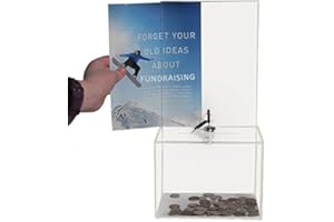 My Charity Boxes, boîte à dons en acrylique, taille moyenne, boîte à suggestions, boîte à tickets, urne, boîte à commentaires, verrou avec 2 clés, grand affichage