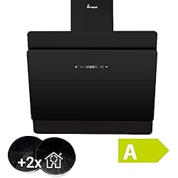 Hotte aspirante murale (60 cm, acier inoxydable, verre noir, extra silencieux, 608 m³/h, 4 étapes, éclairage LED, touches à détecteur Touch, dépassement automatique) SOLO606S - KKT KOLBE