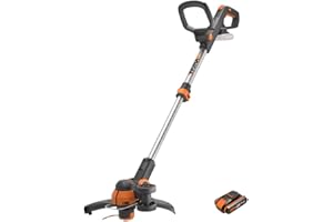 WORX WG163E.1 Decespugliatore Tagliabordi a Batteria 20V, stelo in Alluminio regolabile , Rasaerba Elettrico da Giardino, Diametro Taglio 30 cm e filo da 1.65 mm - 1 Batteria Inclusa