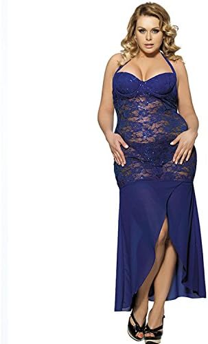 Women's long Dresses Steel bra Lace temptation Sexy Seamless Nightwear Lingerie For Sex , B , xl