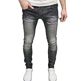 SoulStar para hombre funda de elástico Super Skinny Fit Ripped Jeans