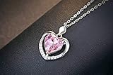 Good dress Seiko Peach Shaped Silber Anhänger Damenmode Diamant Herzform Zirkon Artikel, Rosafarbener Diamant mit Kette, Wie Gezeigt