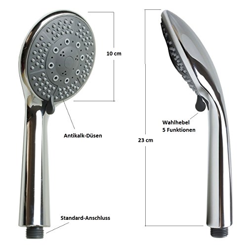 Handbrause-Set mit Brause-Schlauch 150 cm Duschbrause Brausekopf Duschkopf von SANIXA SX9 Duschset / Brauseset / Brause 5 Funktionen SANIXA® SX28 - 3