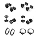 Produktbild Juland 6 Paare Edelstahl-Creolen Ohrstecker Huggie Ohrpiercing Barbell-Ohrring für Männer und Frauen 6 Styles - Schwarz - Kreis baumeln Ohrring