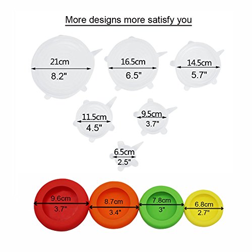 Wiederverwendbare Deckel für Schüsseln Set von 6 und Food Huggers Silikon Food Savers Set von 4 - 3