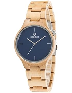Redear Unisex H?lzerne Nat¨¹rliches Ebenholz Handgefertigt Armbanduhr Mit Japanischer Quarzwerk Holzuhr Watch...