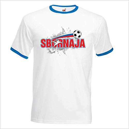 FANSBORNAJA03 Fan Trikot Russland Nationalmannschaft T-Shirt Fussball EM 2020 Sbornaja weiß blau rot (M)