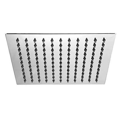 Quadratische Duschkopf Regendusche Regenduschkopf Kopfbrause Regenbrause mit Anti-Kalk-Düsen Edelstahl poliert Spiegeleffekt hochglänzend - 2