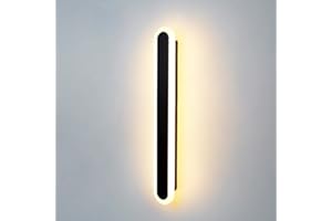 ZTWLEED Aplique Pared Interior LED,22W 60CM Apliques Pared Largo,RA≥85 Tricolor Regulable Lampara Pared,Lámpara de Pared Negra para Dormitorio Sala Escalera Pasillo AC175-265V