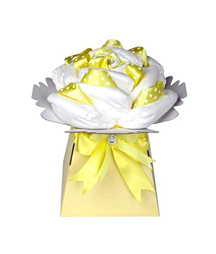 Rose Baby Yellow Unisex Nappy Cake / Baby Hamper / Baby Shower Gift / New Arrival Gift / Maternity Present / FAST DISPATCH